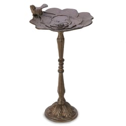 Songbird Valley Brown Iron 18.75 in. H Blooming Rose Birdbath