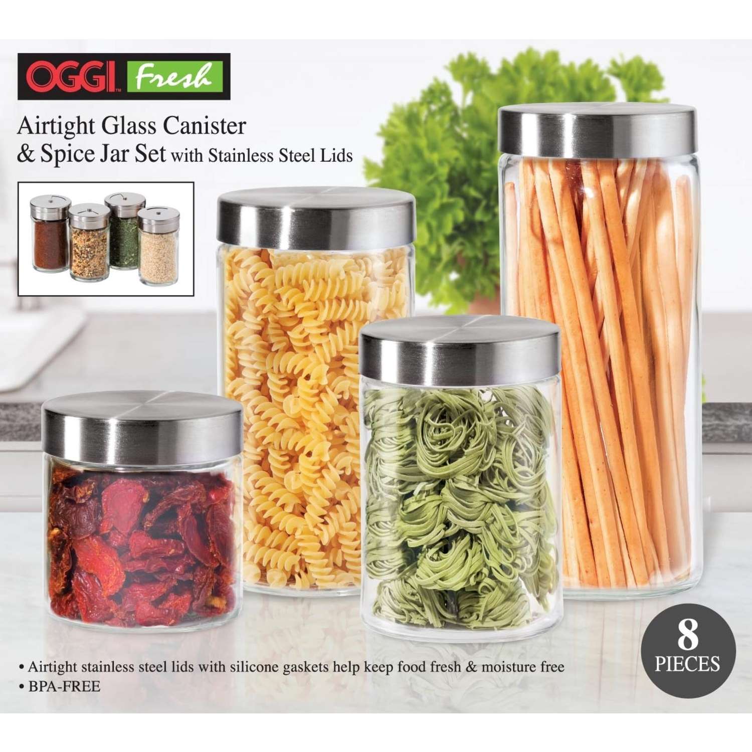 Oggi Acrylic 5-Piece Canister Set