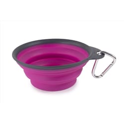 Dexas Pink Rubber 1 cups Pet Travel Feeder For All Pets