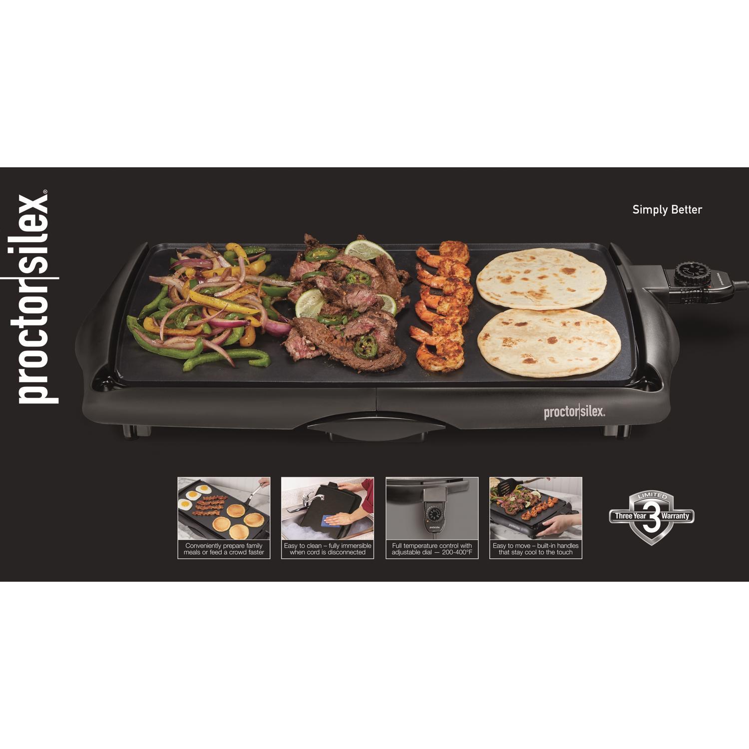 Photos - BBQ / Smoker Proctor Silex Black Plastic Nonstick Surface Electric Griddle 200 sq in 38 