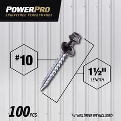 HILLMAN Power Pro No. 10 Ga. X 1.5 in. L Hex Drive Washer Head Coarse Roofing Screws