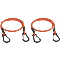 Keeper Orange Carabiner Style Bungee Cord 36 in. L X 0.315 in. 2 pk