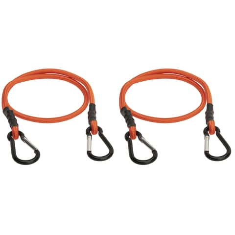 Keeper Orange Carabiner Style Bungee Cord 36 in. L X 0.315 in. 2 pk - Ace  Hardware