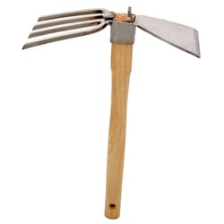 Zenport Stainless Steel Cultivator Hoe 15 in. Wood Handle