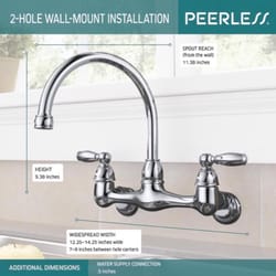 Peerless Claymore Two Handle Chrome Kitchen Faucet