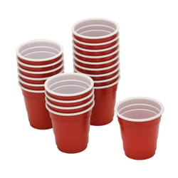 BarY3 2 oz Red/White Polypropylene Disposable Shot Glass