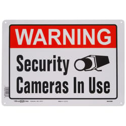 HILLMAN English White Security Sign 10 in. H X 14 in. W