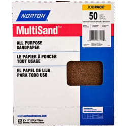 Norton MultiSand 11 in. L X 9 in. W 50 Grit Aluminum Oxide All Purpose Sandpaper 25 pk