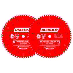 Diablo 10 in. D X 5/8 in. TiCo Hi-Density Carbide Circular Saw Blade Set 40 teeth 2 pk