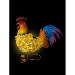 Luxe Light Decor Multicolored Metal 18.31 in. H X 5.91 in. L X 16.93 in. W Flower Rooster with Light