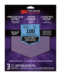 3M Pro Grade Precision 11 in. L X 9 in. W 100 Grit Ceramic Sanding Sheet 3 pk