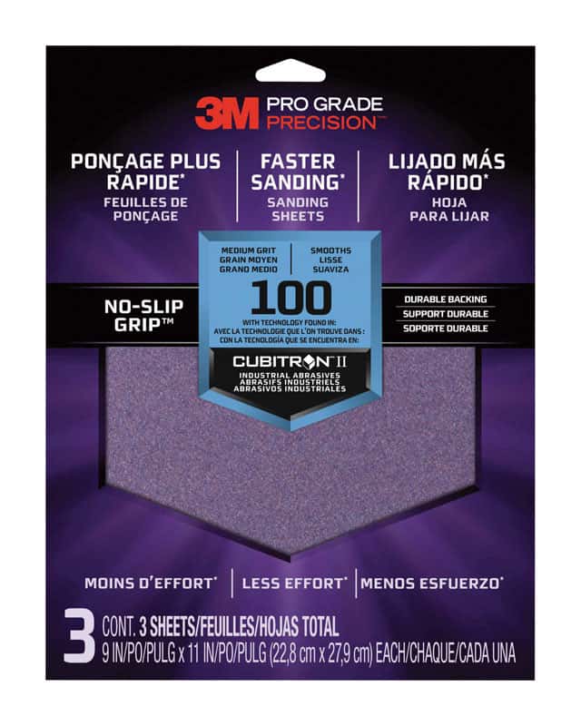 3M Pro Grade Precision 11 in. L X in. W 100 Grit Ceramic Sanding Sheet  pk Ace Hardware