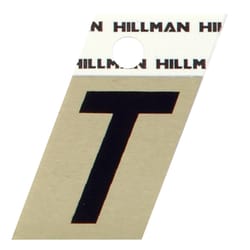 Hillman 1.5 in. Reflective Black Metal Self-Adhesive Letter T 1 pc