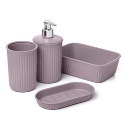 Superio Brand Matte Lilac Plastic Bath Accessory Set