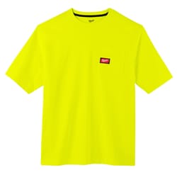 Milwaukee M Short Sleeve Men's Round Neck Yellow Heavy Duty Pocket Tee Shirt