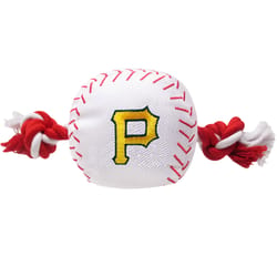 Pets First MLB Red/White Nylon Pittsburgh Pirates Baseball Tug Dog Toy 1 pk