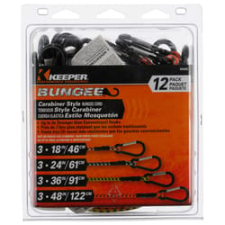 Keeper Assorted Carabiner Style Bungee Cord 0.315 in. 12 pk