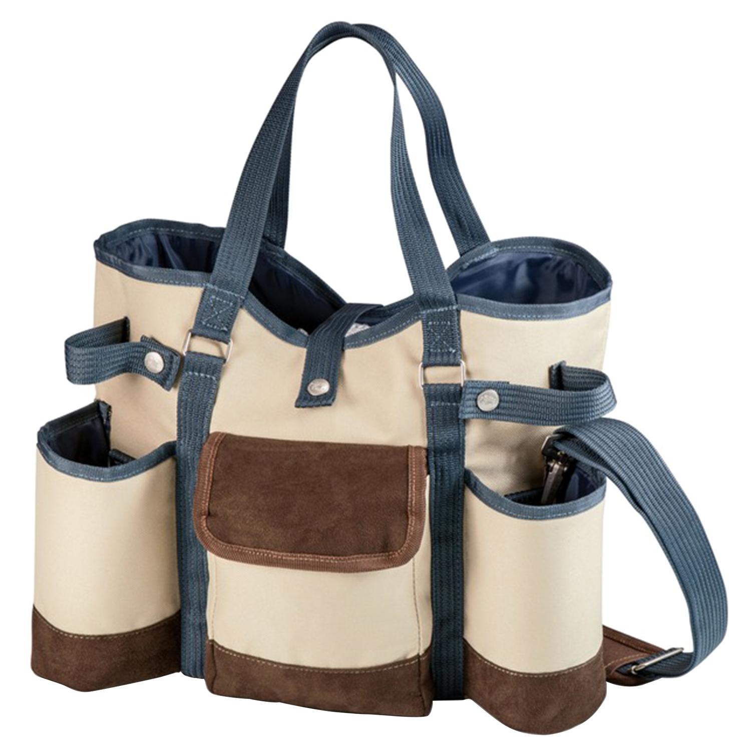 Legacy Beige/Brown/Navy Blue Polyester Wine and Cheese Tote Sansujyuku sansujyuku.com