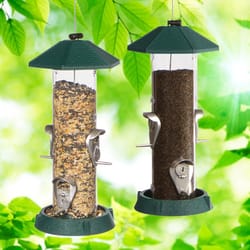 North States Village Wild Bird 1.5 lb Plastic Tube Bird Feeder 4 ports