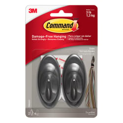 3M Command Medium Plastic Hook 3.25 in. L 2 pk