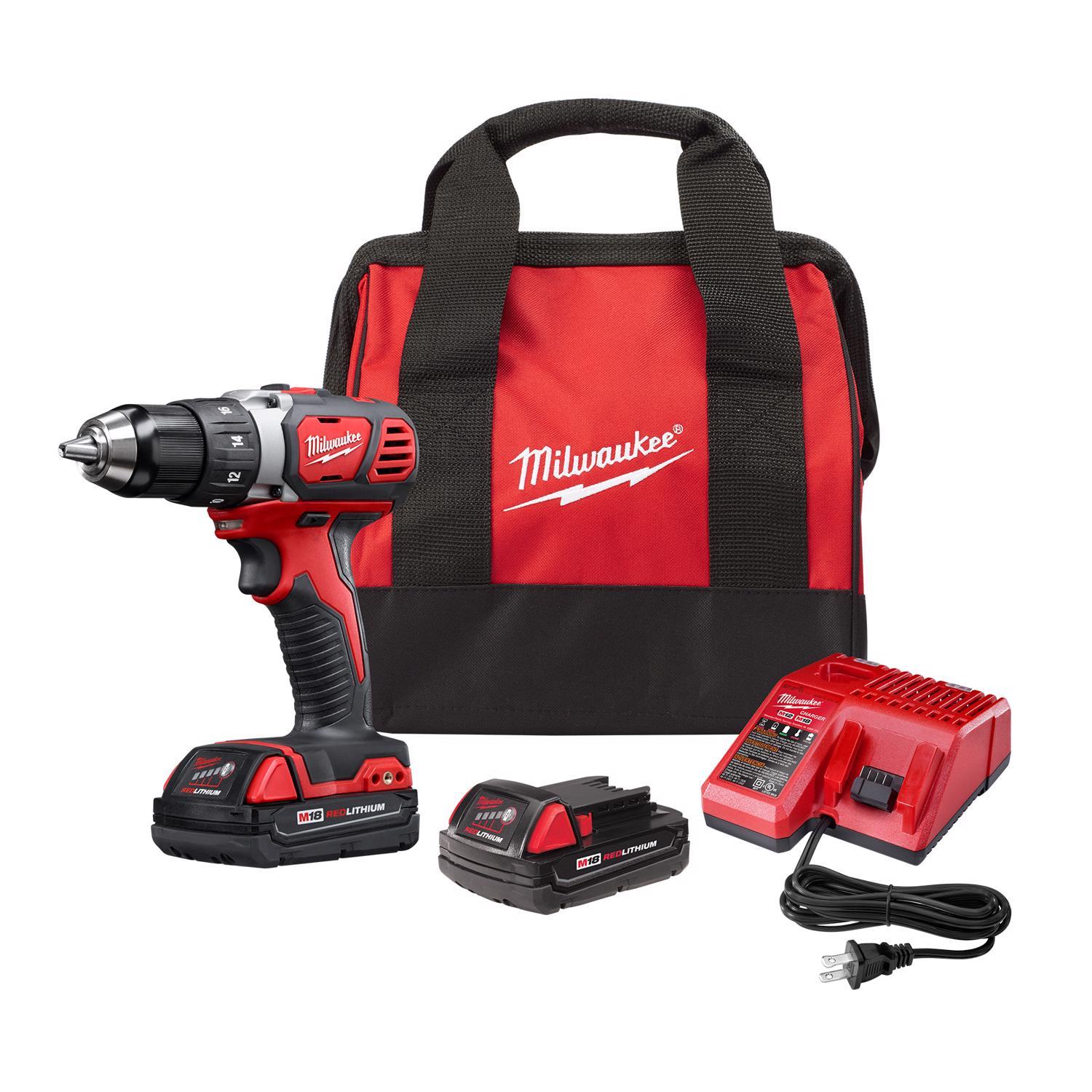 Milwaukee M18 1 2 in. Brushed Cordless Drill Driver Kit Battery Charger Mfr 2606 22CT Ace Hardware