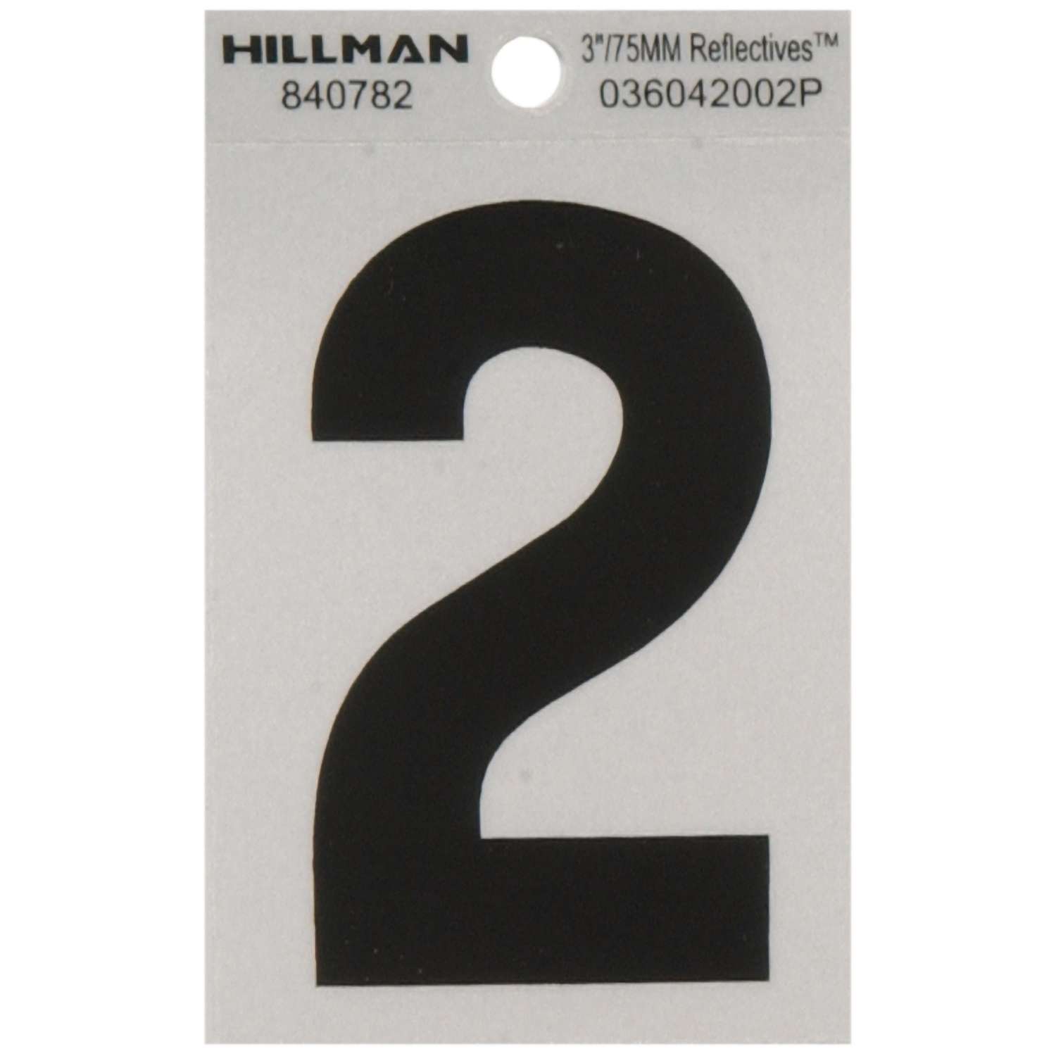 Hillman 3 in. Reflective Black Mylar SelfAdhesive Number 2 1 pc Ace