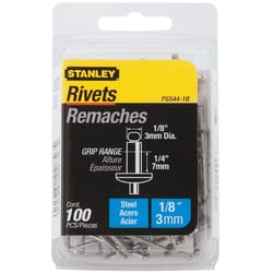 Stanley 1/8 in. D X 1/4 in. Steel Blind Rivets Silver 100 pk