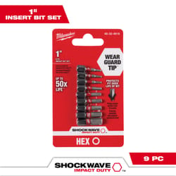 Milwaukee Shockwave Hex 1 in. L Impact Insert Bit Set Steel 9 pc