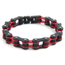 Mad Man Mens Dakata Bike Chain Black/Red Bracelet Stainless Steel