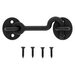 National Hardware 4 in. L Matte Black Steel Hook and Eye Closure 1 pc