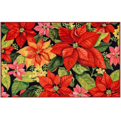 Olivia's Home 22 in. W X 32 in. L Multi-Color Poinsettia Garden Polyester Accent Rug