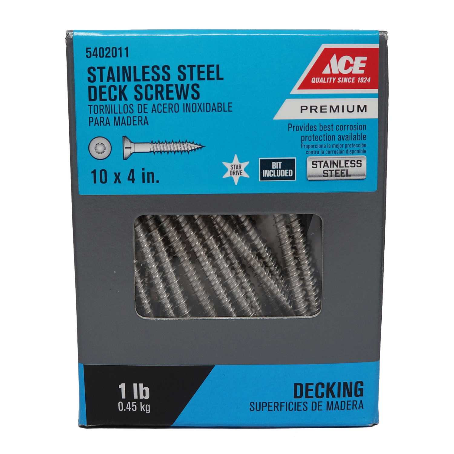 Ace No. 10 x 4 in. L Star Flat Head Stainless Steel Deck Screws 1 lb 4 Inch Stainless Steel Deck Screws