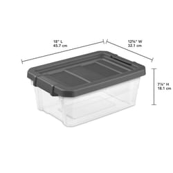 Sterilite 16 qt Clear/Gray Storage Box 7-1/8 in. H X 18 in. W X 12-5/8 in. D Stackable