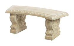 Athens Stonecasting Concrete Small Curved Garden Bench 16 in. H X 43 in. L X 15 in. D