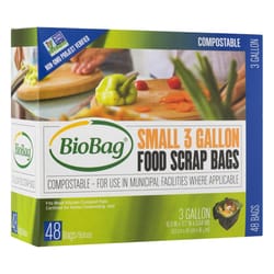 BioBag 3 gal Food Scrap Bags Flat Top 48 pk