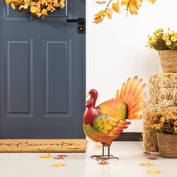 Glitzhome 22 in. Thanksgiving Metal Turkey Yard Decor