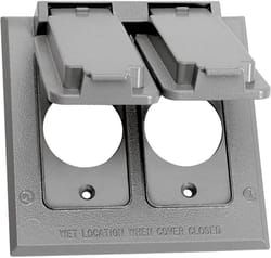 Sigma Electric Square Metal 2 gang 4.54 in. H X 4.54 in. W 15/20 Amp Receptacle Cover