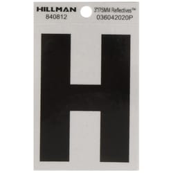 HILLMAN 3 in. Reflective Black Vinyl Self-Adhesive Letter H 1 pc