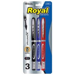 Bazic Products Royal Assorted Rollerball Pen 3 pk