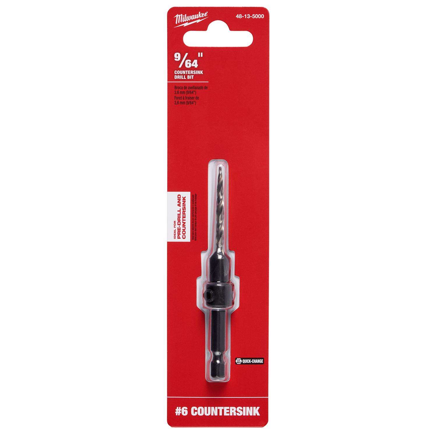Milwaukee 9/64 in. X 7.755 in. L High Speed Steel Drill and Countersink