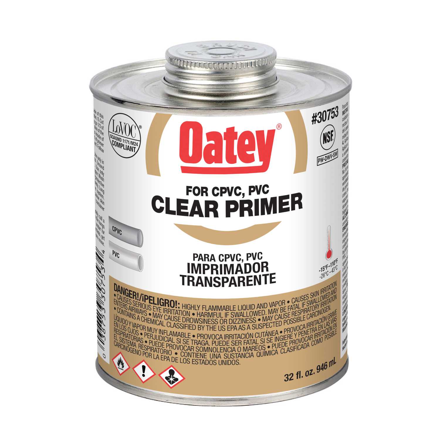 Oatey Clear Primer and Cement For CPVC/PVC 32 oz. Ace Hardware