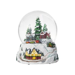 Glitzhome Multicolored 150mm Lighted Musical Waterglobe Snowflakes Village Table Decor 8 in.