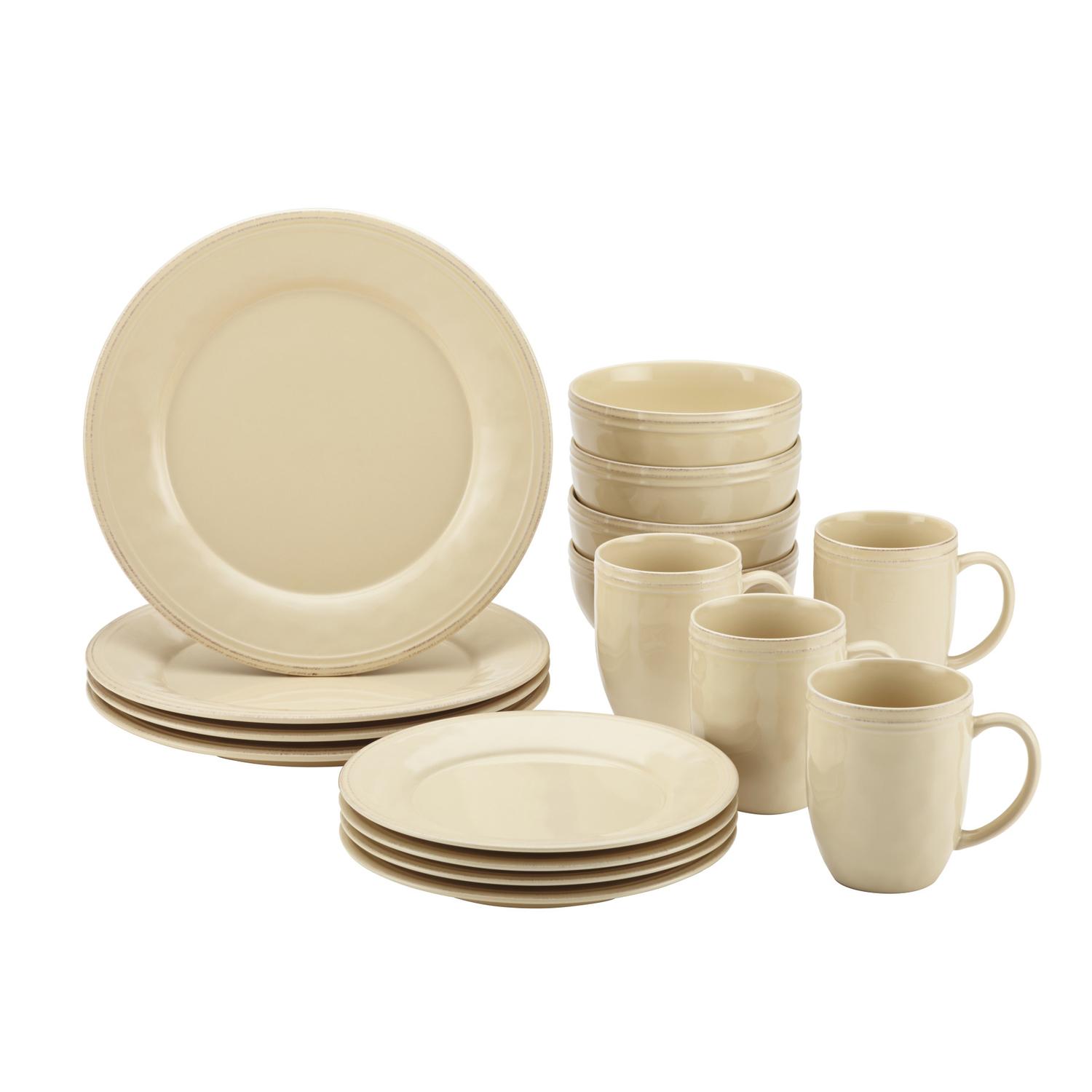 Rachael Ray Cream Stoneware Cucina Dinnerware Set 16 pc Sansujyuku sansujyuku.com