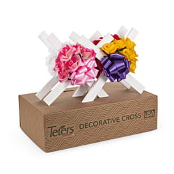 Teters Cross with Bouquet Cemetery Grave Decor Wood 1 pk