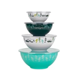 Camco Life is Better at the Campsite Multicolored Melamine Nesting Bowl Set 8 pc