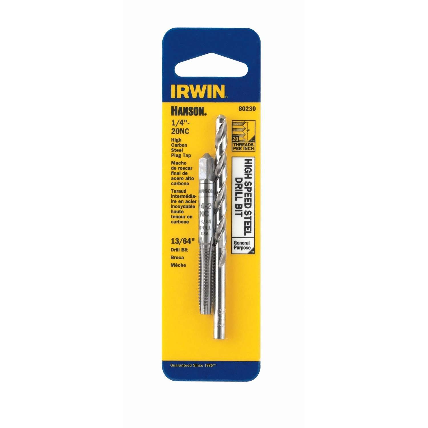 Irwin Hanson Steel SAE Drill and Tap Set 13/64 in. 1/4 in.20NC 2 pc