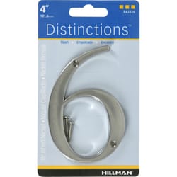 HILLMAN Distinctions 4 in. Silver Zinc Die-Cast Screw-On Number 6 1 pc