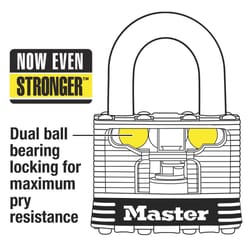 Master Lock 1-9/16 in. W Laminated Steel 4-Pin Tumbler Weather-Resistant Padlock