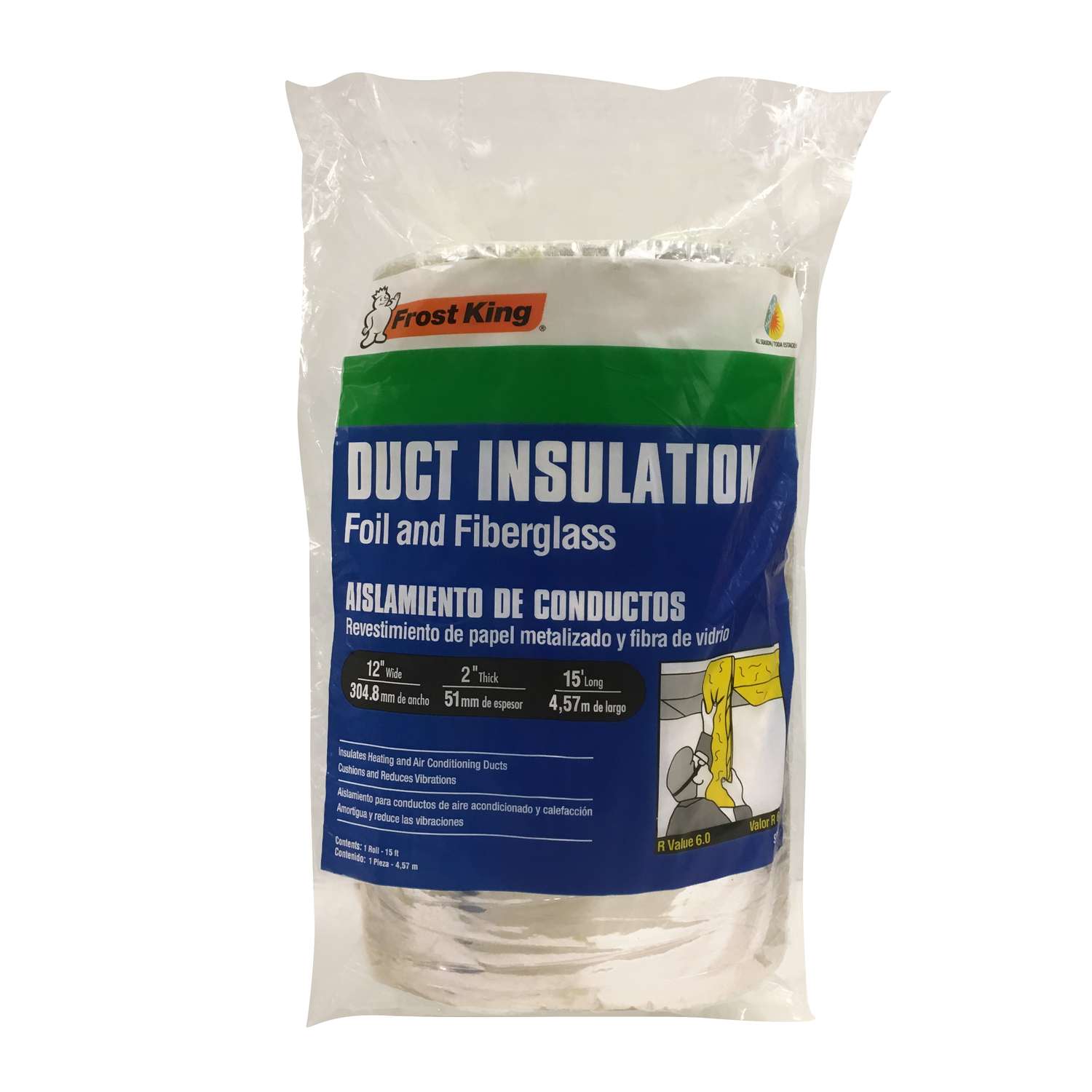 Frost King 12 in x 15 L Fiberglass Vinyl  Duct Insulation 