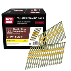 Grip-Rite 3-1/4 in. L X 10-1/4 Ga. Angled Strip Bright Framing Nails 21 deg 4000 pk